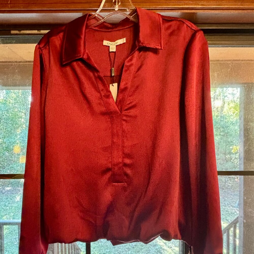 Chico's Red Blouse Size 6 new with tags
